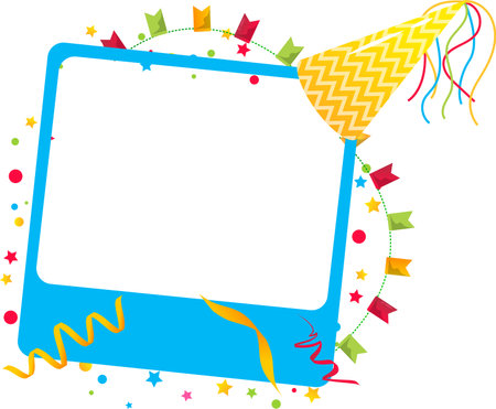 Festive birthday frame vector illustration on white.のイラスト素材