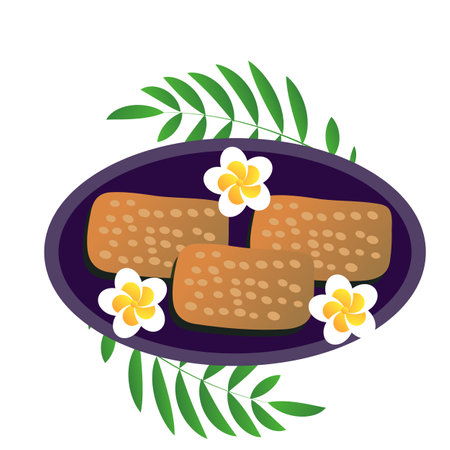 krayasart traditional thai dessert vector flat illustration.のイラスト素材