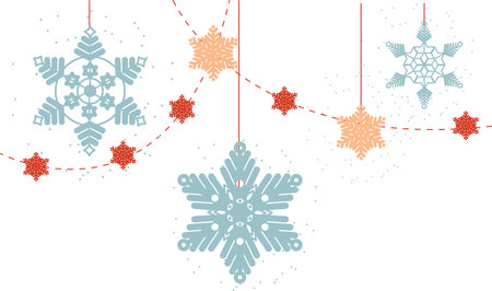 Snowflakes vector flat Christmas on the white background.のイラスト素材
