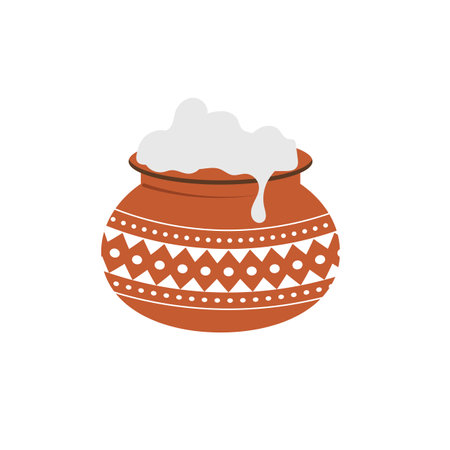 Indian holiday Pongal vector illustration on white.のイラスト素材