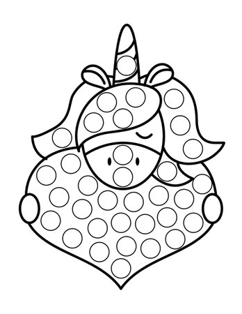 Dot markers pages with animal, vector outline illustration.のイラスト素材