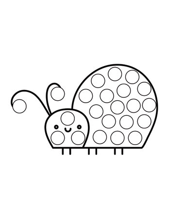 Dot markers pages with animal, vector outline illustration.のイラスト素材