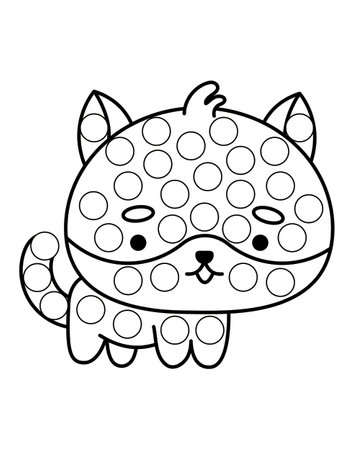 Dot markers pages with animal, vector outline illustration.のイラスト素材