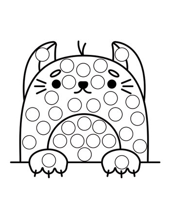 Dot markers pages with animal, vector outline illustration.のイラスト素材