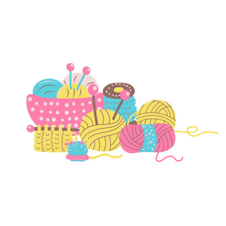 Hobby accessories knitting vector illustration on white background.のイラスト素材