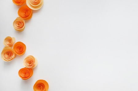 Color flowers paper background. Decorative paper flowers.の写真素材