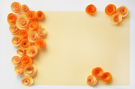 Color flowers paper background. Decorative paper flowers.の写真素材