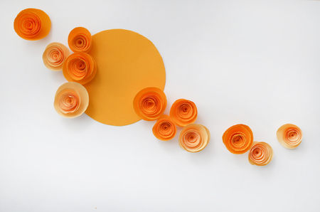 Color flowers paper background. Decorative paper flowers.の写真素材