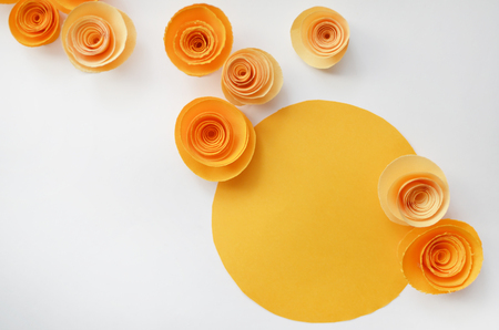 Color flowers paper background. Decorative paper flowers.の写真素材
