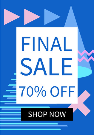 Social media sale banner template. Can be used for posters, banners, website, mobile website, ads. Memphis style. Vector illustration.のイラスト素材