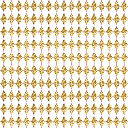 Geometric seamless pattern with gold rhombus on white background. Vector illustration.のイラスト素材