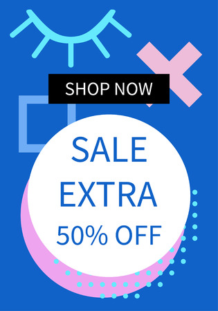 Social media sale banner template. Can be used for posters, banners, website, mobile website, ads. Memphis style. Vector illustration.のイラスト素材