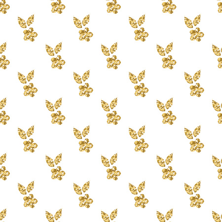 Gold flowers pattern om white background. Vector illustration.