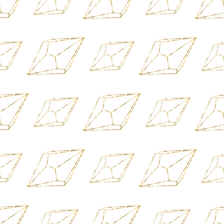 Gold stones seamless pattern. Geometrical gemstones background. Vector illustration.のイラスト素材