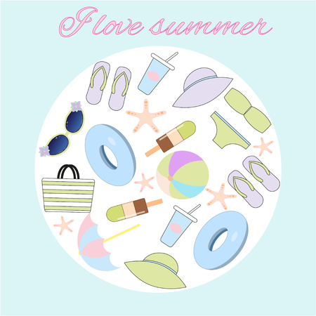 Icons set  of  planning a summer beach vacation.のイラスト素材