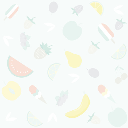 Seamless pattern , cute  template for restaurant menu.Ice cream and fruits seamless pattern. Pastel colorsのイラスト素材