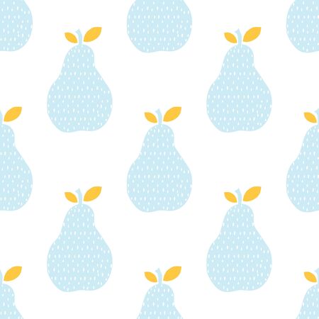 Hand drawn pear seamless pattern. Cute dots texture. Vector illustration.のイラスト素材