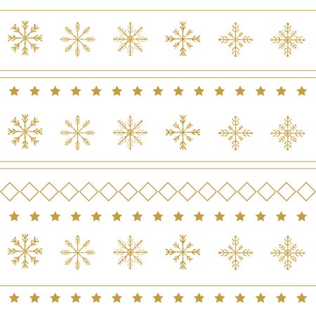 Gold snowflake seamless pattern. Vector illustration.Beautiful Christmas background.のイラスト素材