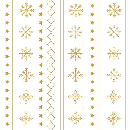 Gold snowflake seamless pattern. Vector illustration.Beautiful Christmas background.のイラスト素材