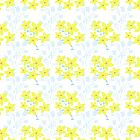 Seamless background with wild flowers. Vector pattern with wild summer flowers.のイラスト素材