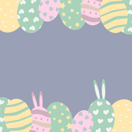 Easter card Easter eggs cartoon style Vector illustration Copy space Design for banner poster postcard packagingのイラスト素材