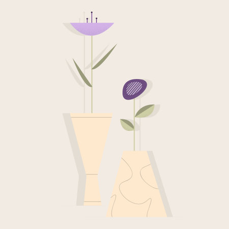 Set of bright spring blooming flowers in vases and bottles isolated on a white background. A bunch of bouquets. Set of decorative floral design elements. Cartoon flat vector illustration.のイラスト素材