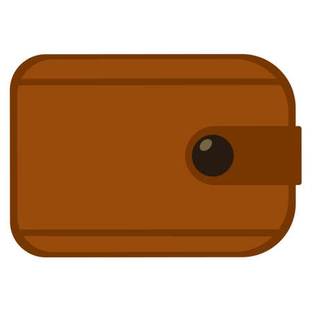 Brown wallet, isolated on white background. Leather purse for money. Vector graphic illustration. Isolated white background.のイラスト素材