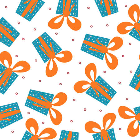 Seamless pattern with gift box.Perfect for wrapping paper and fabric. Vector illustration design...