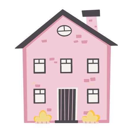 Cute colorful house colorful vector flat illustration.のイラスト素材