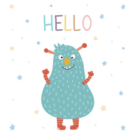 Monster colorful. Cute cartoon kawaii scary funny baby character. Happy Halloween. Vector illustrationのイラスト素材