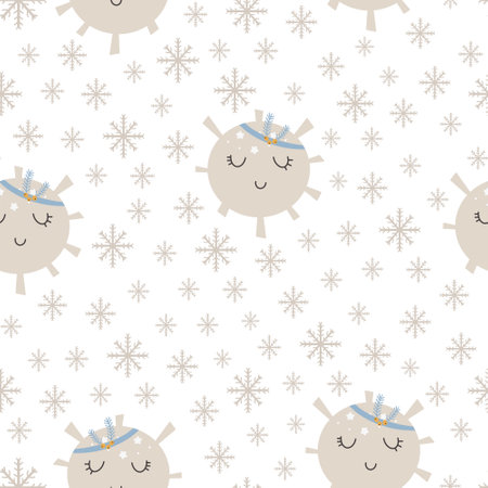 Christmas patterns collection scandinavian hand drawn seamless print. New Year, Christmas, holidays texture for print, paper, design, fabric, background. Vector illustrationのイラスト素材