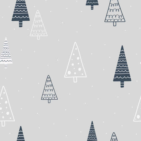 Christmas and New Year symbols tree seamless pattern. Vector cute print. Digital paper. Design elementのイラスト素材