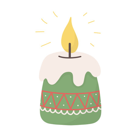 Christmas candle. Decorative composition illustration for greeting card.のイラスト素材