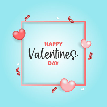 Valentines day poster or banner with Hearts. Modern colored festive vector illustrationのイラスト素材