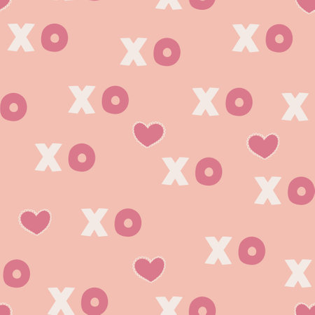 Seamless pattern with red hearts, declarations of love and more. Valentines day background with symbols of love, romance and passion.のイラスト素材