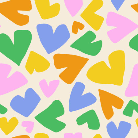 Hand drawn seamless pattern with hearts. Festive backdrop with love, passion and romance symbols.のイラスト素材