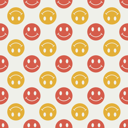 Cartoon seamless patterns with emoji for fashion, wallpapers, wrapping etc.のイラスト素材