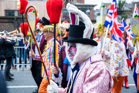 Binche, Belgium - February, 2019: Participants in the Carnival of the city of Binche in Hainaut,...