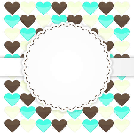 Illustration of colorful greeting card template with heartsのイラスト素材