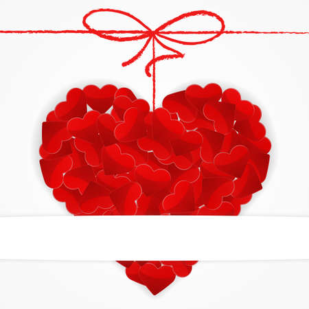 Illustration of card template with big red heart on a white backgroundのイラスト素材