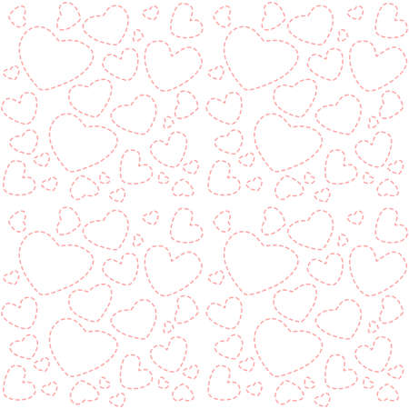 Cute white seamless texture with pink heartsのイラスト素材