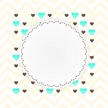 Valentine greeting card with hearts on a yellow backgroundのイラスト素材