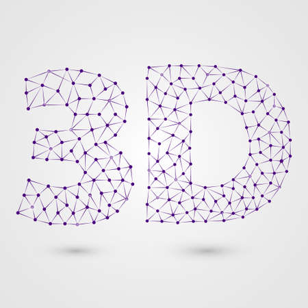 Purple polygonal 3D iconのイラスト素材