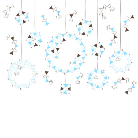 Blue and brown Christmas balls on a white background.のイラスト素材