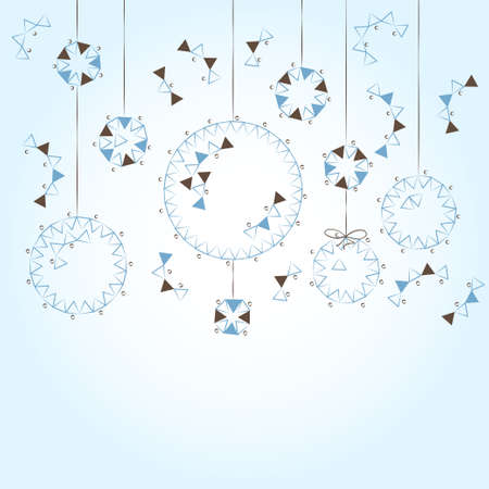 Brown and blue Christmas balls on a blue backgroundのイラスト素材