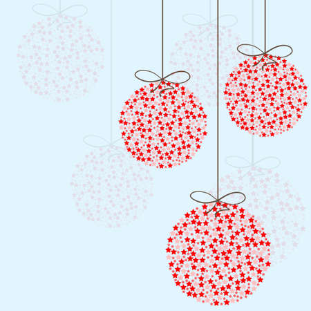 Red Christmas balls on blue background.のイラスト素材