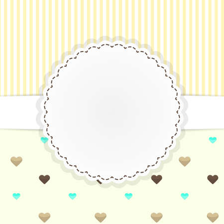 Vector yellow card template with cute heartsのイラスト素材