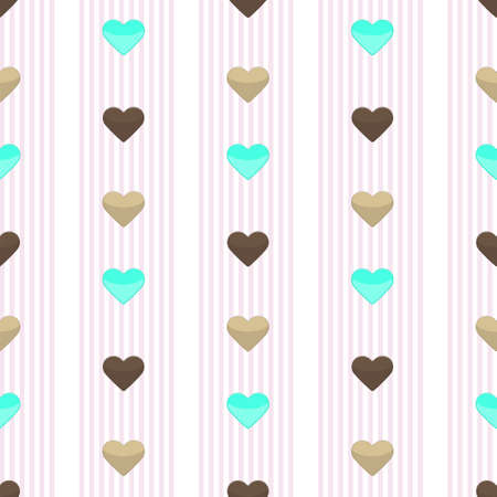 Seamless heart pink stripped patternのイラスト素材