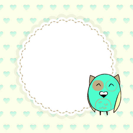 Template greeting card with hearts and owlのイラスト素材
