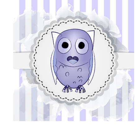 Postcard with cute owlのイラスト素材